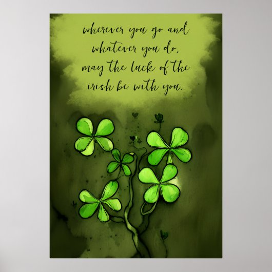 Whimsical Clovers met Luck of the Irish Gezegde Poster (Voorkant)