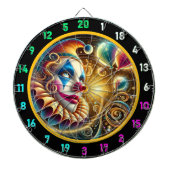 Whimsical Clown Face Dartboard met ballonnen Dartbord (Voorkant)