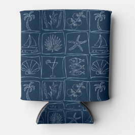 Whimsical Coastal Mediterranean Tile Nautical Navy Blikjeskoeler