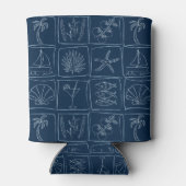 Whimsical Coastal Mediterranean Tile Nautical Navy Blikjeskoeler (Achterkant)