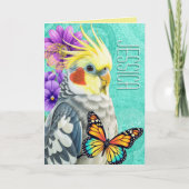 Whimsical Cockatiel Vibrant Spring Flower Collage Kaart (Voorkant)