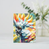 Whimsical Cockatoo Bird Yellow Poppies Floral Briefkaart (Staand voorkant)