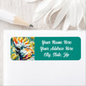 Whimsical Cockatoo Bird Yellow Poppies Floral Etiket (Insitu)