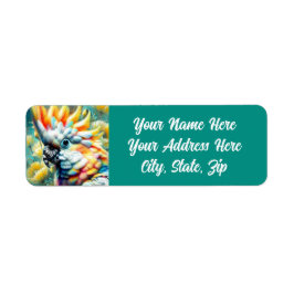 Whimsical Cockatoo Bird Yellow Poppies Floral Etiket