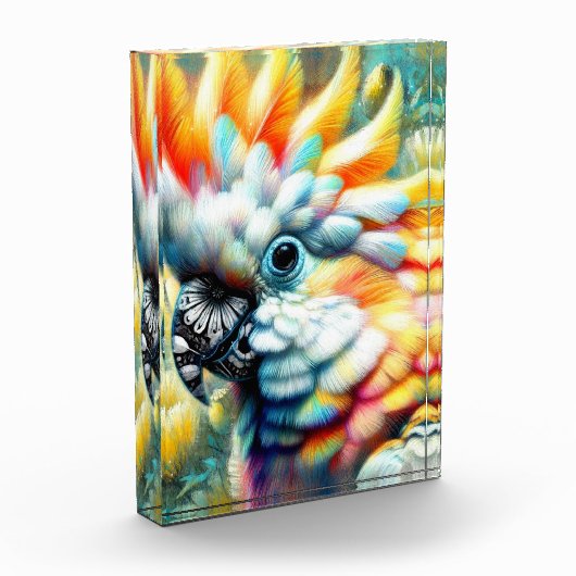 Whimsical Cockatoo Bird Yellow Poppies Floral Fotoblokken (Links)