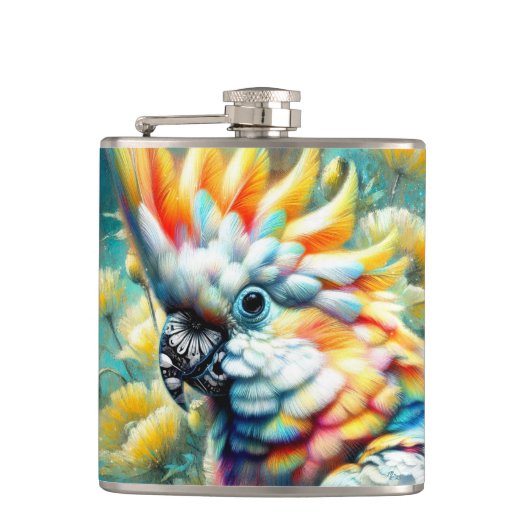 Whimsical Cockatoo Bird Yellow Poppies Floral Heupfles (Voorkant)