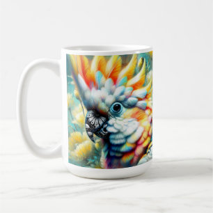 Whimsical Cockatoo Bird Yellow Poppies Floral Koffiemok