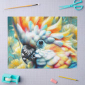 Whimsical Cockatoo Bird Yellow Poppies Floral Tissuepapier (Craft)