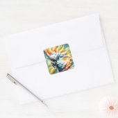 Whimsical Cockatoo Bird Yellow Poppies Floral Vierkante Sticker (Envelop)
