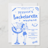 Whimsical Cocktail Bachelorette Beach Party Kaart (Voorkant)