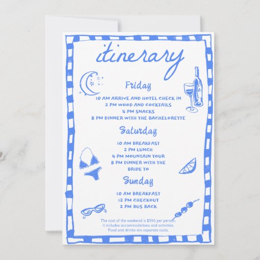 Whimsical Cocktail Bachelorette Beach Party Kaart (Achterkant)