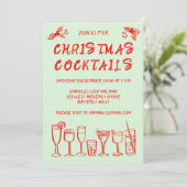 Whimsical Cocktail Drink Custom Holiday Party Kaart (Staand voorkant)