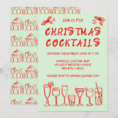 Whimsical Cocktail Drink Custom Holiday Party Kaart (Voorkant / Achterkant)