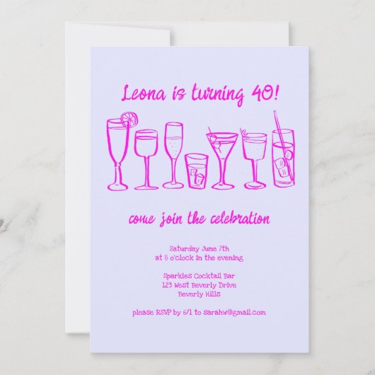 Whimsical Cocktail Drink op maat verjaardagsfeestj Kaart (Voorkant)