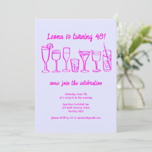 Whimsical Cocktail Drink op maat verjaardagsfeestj Kaart