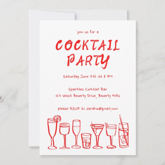 Whimsical Cocktail Drink op maat verjaardagsfeestj Kaart (Voorkant)