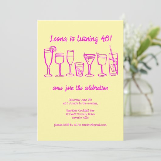 Whimsical Cocktail Drink op maat verjaardagsfeestj Kaart (Staand voorkant)