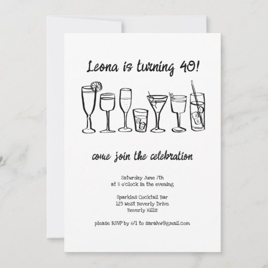 Whimsical Cocktail Drink op maat verjaardagsfeestj Kaart (Voorkant)