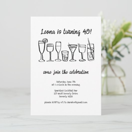 Whimsical Cocktail Drink op maat verjaardagsfeestj Kaart (Staand voorkant)