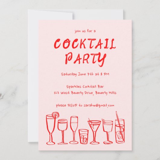 Whimsical Cocktail Drink op maat verjaardagsfeestj Kaart (Voorkant)