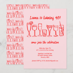 Whimsical Cocktail Drink op maat verjaardagsfeestj Kaart