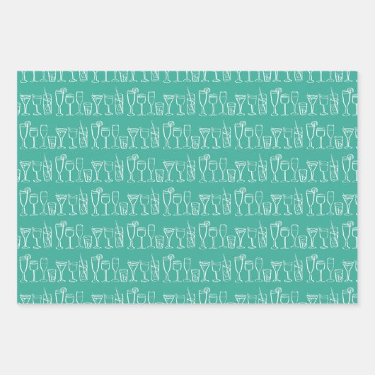 Whimsical Cocktail Drink Wijnfeest Kerst Inpakpapier Vel (Voorkant 2)