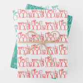 Whimsical Cocktail Drink Wijnfeest Kerst Inpakpapier Vel (In situ)