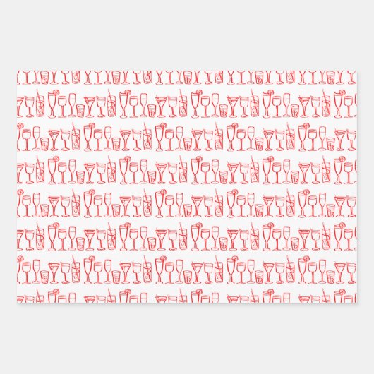 Whimsical Cocktail Drink Wijnfeest Kerst Inpakpapier Vel (Voorkant)