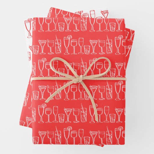 Whimsical Cocktail Drink wijnfeest kleurrijk cadea Inpakpapier Vel (In situ)