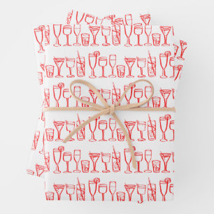Whimsical Cocktail Drink wijnfeest kleurrijk cadea Inpakpapier Vel