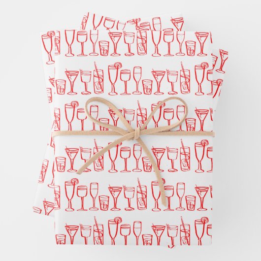 Whimsical Cocktail Drink wijnfeest kleurrijk cadea Inpakpapier Vel (In situ)
