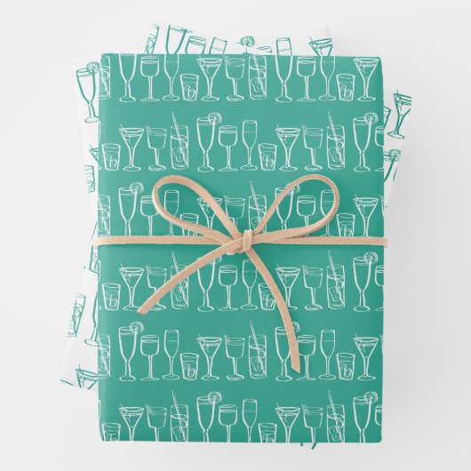 Whimsical Cocktail Drink wijnfeest kleurrijk cadea Inpakpapier Vel (In situ)