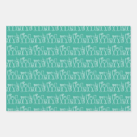 Whimsical Cocktail Drink wijnfeest kleurrijk cadea Inpakpapier Vel (Voorkant)