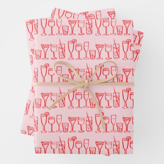 Whimsical Cocktail Drink wijnfeest kleurrijk cadea Inpakpapier Vel (In situ)