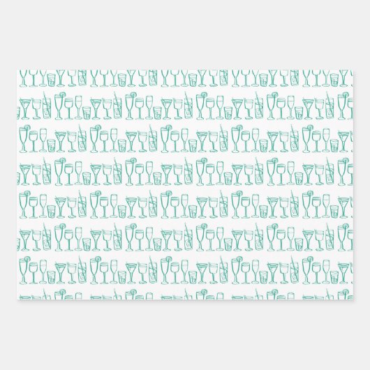 Whimsical Cocktail Drink wijnfeest kleurrijk cadea Inpakpapier Vel (Voorkant 3)