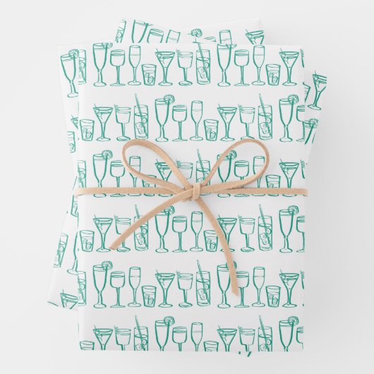 Whimsical Cocktail Drink wijnfeest kleurrijk cadea Inpakpapier Vel (In situ)