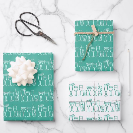 Whimsical Cocktail Drink wijnfeest kleurrijk cadea Inpakpapier Vel (Voorkant)