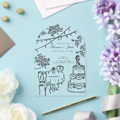 Whimsical Cocktail Hand Drawn Wedding Invitation Acryl Uitnodigingen (Insitu (Huwelijk))