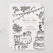 Whimsical Cocktail Minimalist Wedding Invitation Kaart (Voorkant)