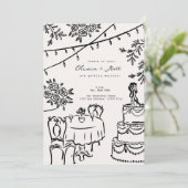 Whimsical Cocktail Minimalist Wedding Invitation Kaart (Staand voorkant)