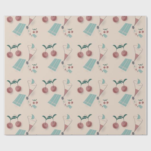 Whimsical cocktail wrapping paper cadeaupapier (Vlak)