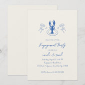 Whimsical Cocktails & Lobster Engagement Party Kaart (Voorkant / Achterkant)