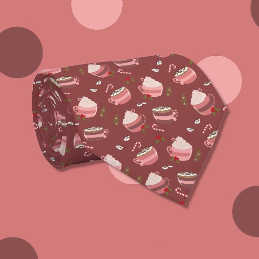 Whimsical Cocoa Mok Patroon Vakantie Stropdas