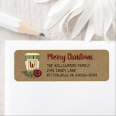 Whimsical Coffee & Cookies Monogramed Kerstmis Etiket (Insitu)