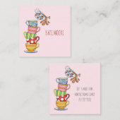 Whimsical Coffee Cups Laten we afspreken voor koff Contactkaartje (Voorkant / Achterkant)