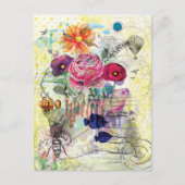 Whimsical collagekunst met gemengde techniek briefkaart (Voorkant)