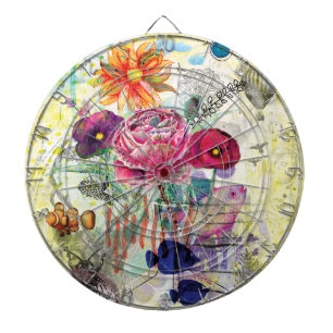 Whimsical collagekunst met gemengde techniek dartbord