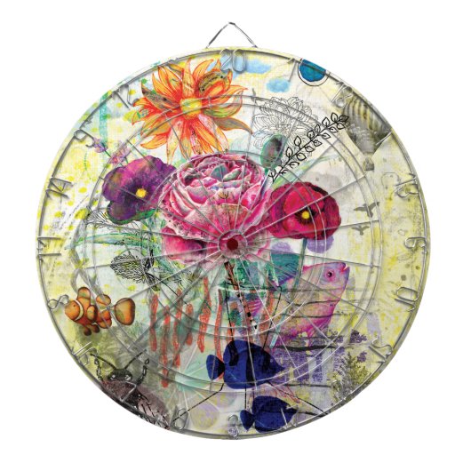 Whimsical collagekunst met gemengde techniek dartbord (Voorkant)