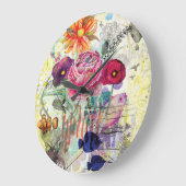 Whimsical collagekunst met gemengde techniek grote klok (Hoek)