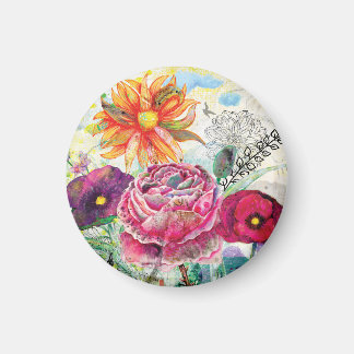 Whimsical collagekunst met gemengde techniek magneet